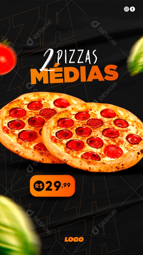 Peça 2 Pizzas Média Promoção Da Noite Social Media PSD Editável