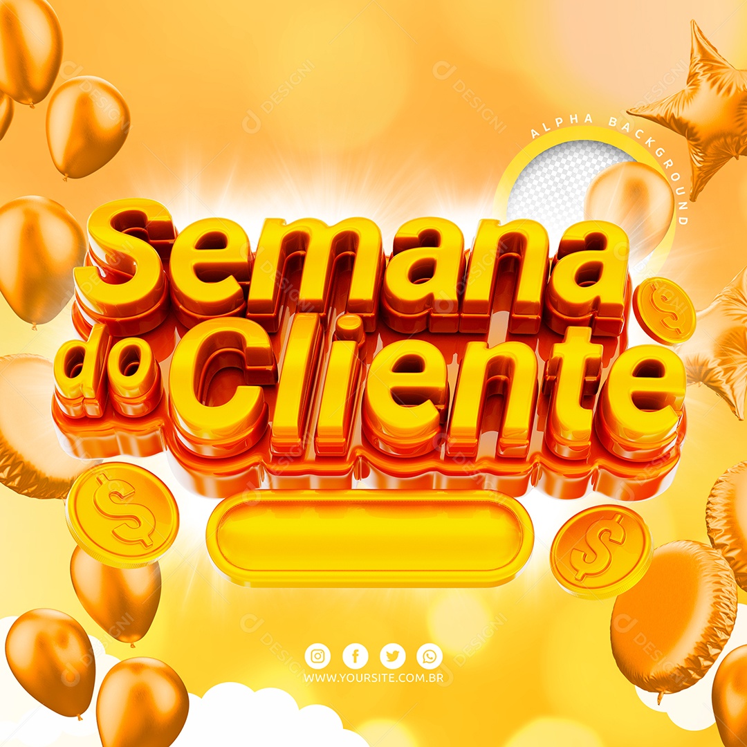 Semana do Cliente Selo 3D para Composição PSD