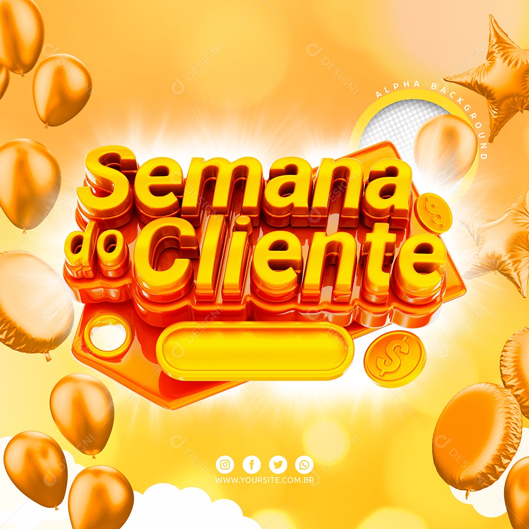 Semana do Cliente Selo 3D para Composição PSD