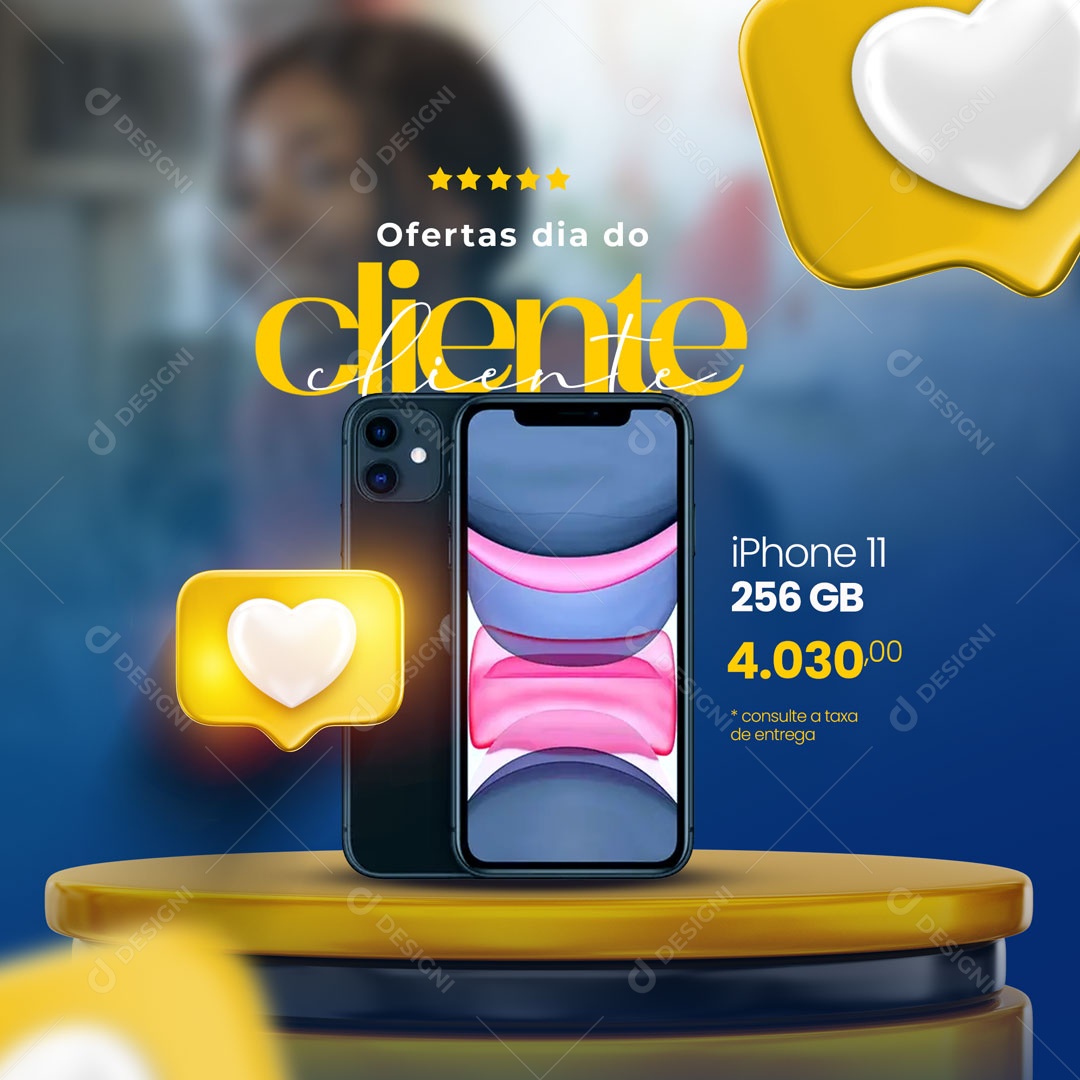 Ofertas Dia Dos Cliente Iphone na Promoção Social Media PSD Editável