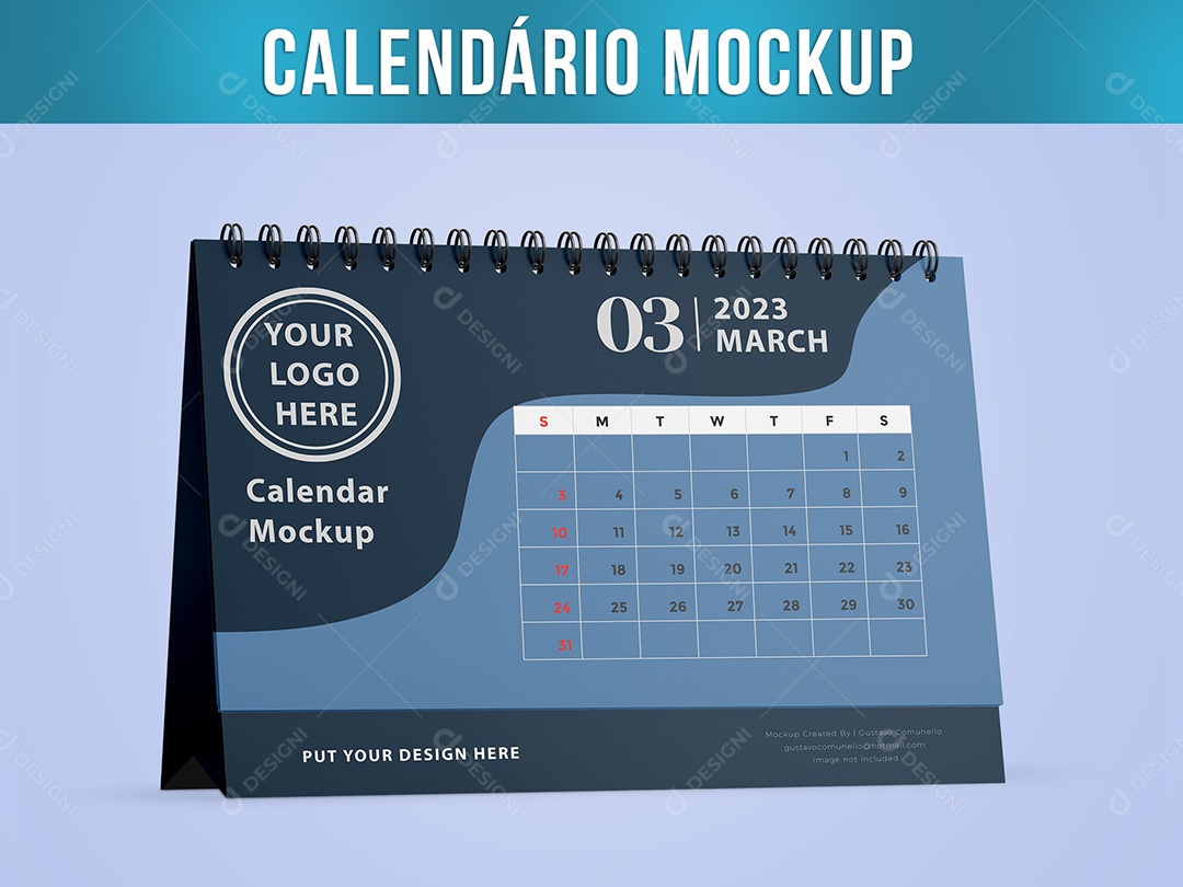 Calendário Mockup PSD Editável