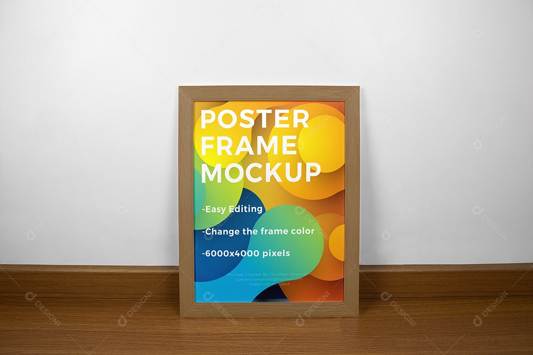 Quadro Mockup Moldura de Madeira PSD Editável