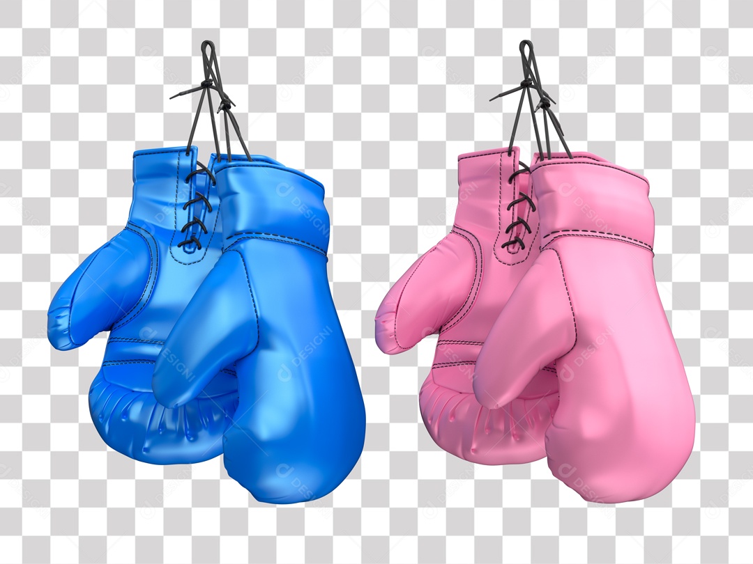 Elemento 3D Para Composições Luva De Boxe Azul e Rosa PSD