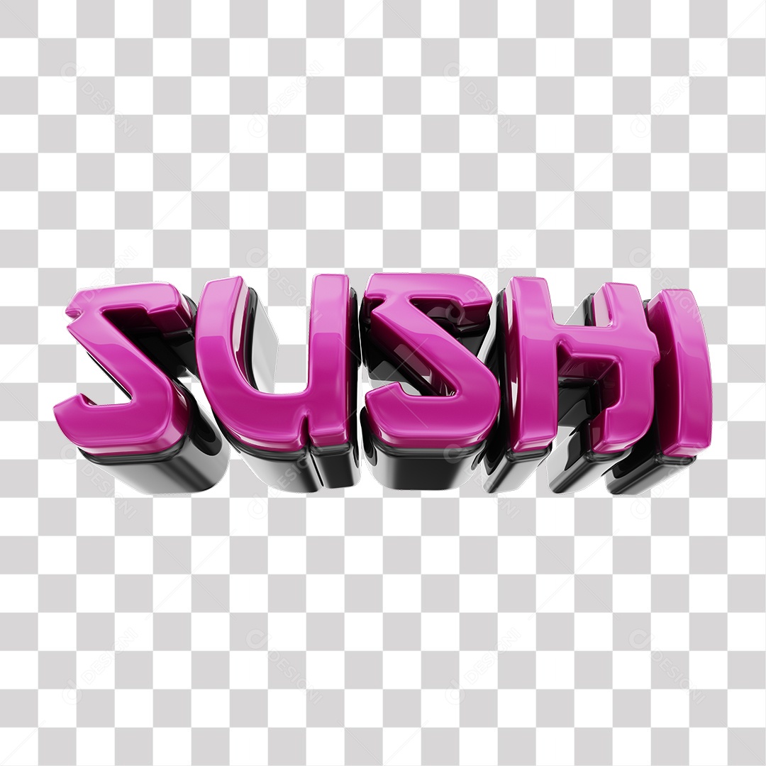 Sushi Texto 3D Para Composição PNG Transparente