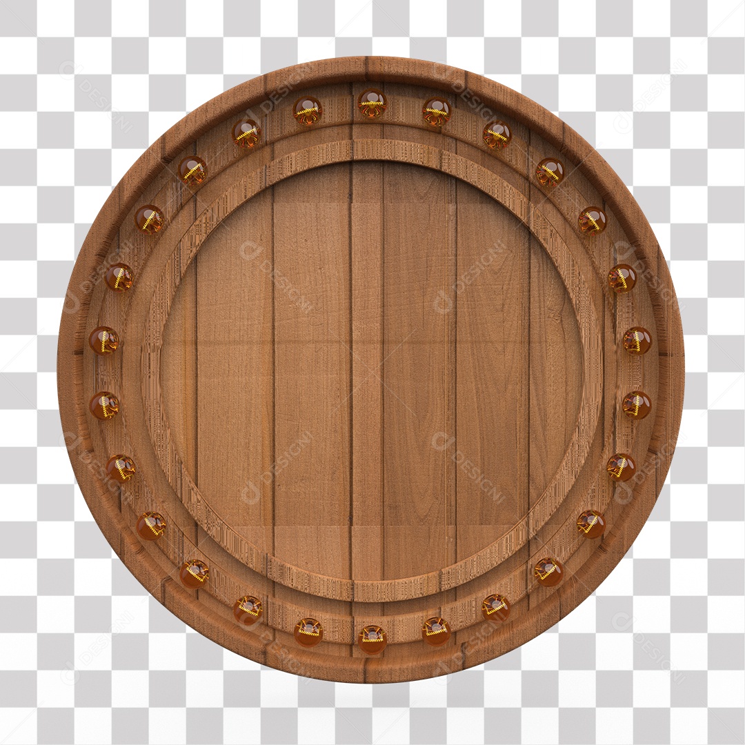 Round Wood Sign 3D Element for Compositing Transparent PNG