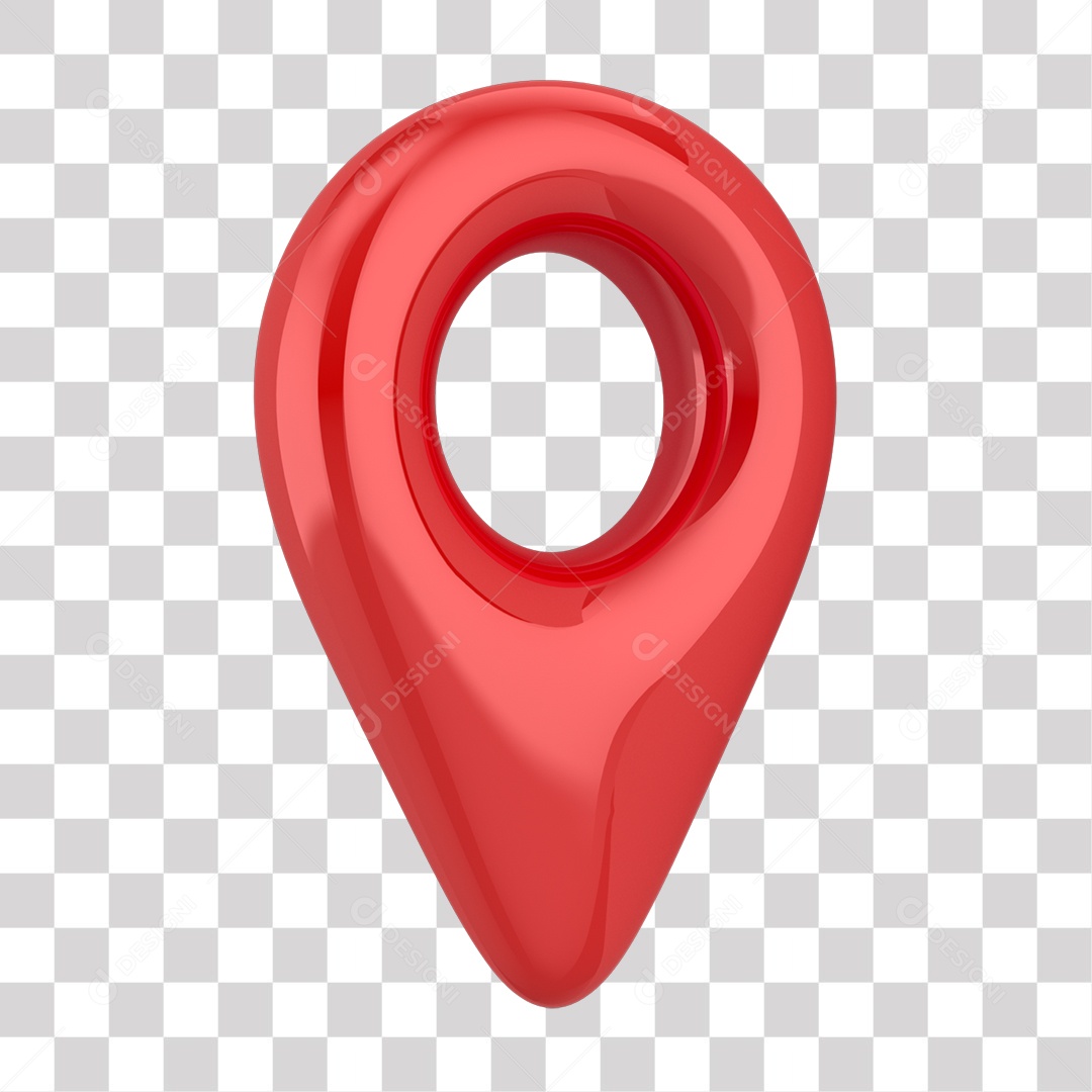 Pin de Localização Vermelho Elemento 3D para Composição PNG Transparente