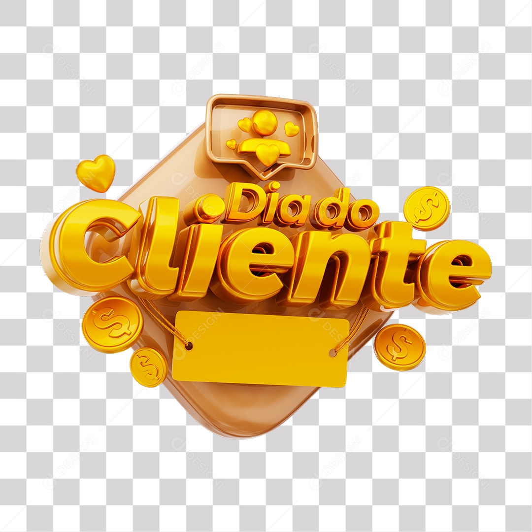 Dia Do Cliente Selo 3D para Composição PNG Transparente