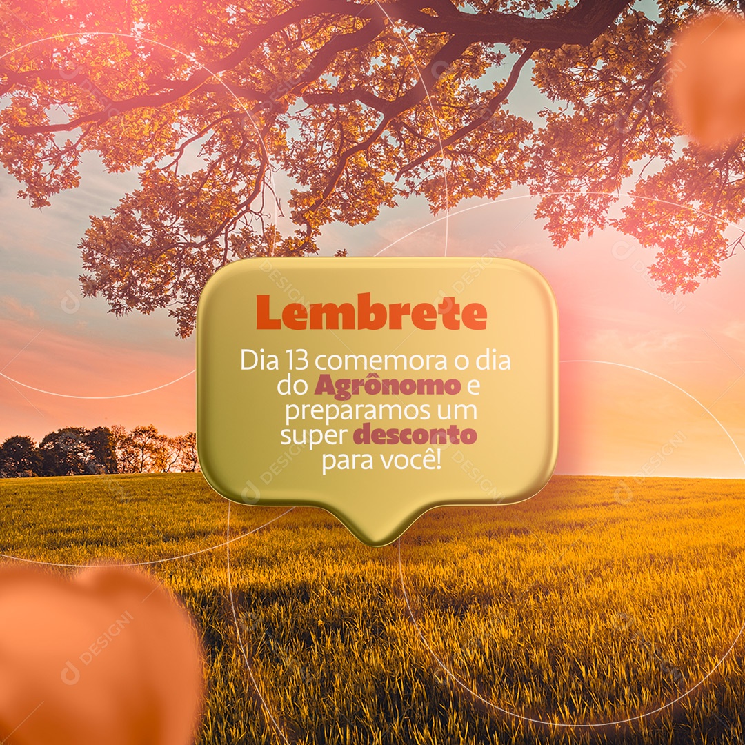 Social Media Lembrete Dia do Agrônomo 13 de Setembro PSD Editável
