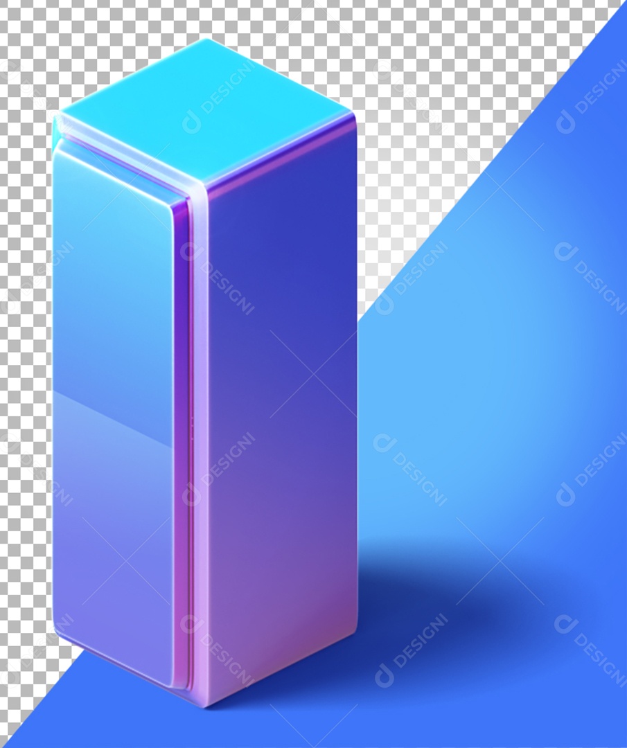 Elemento 3D Para Composição Letra I Azul e Roxo PNG Transparente