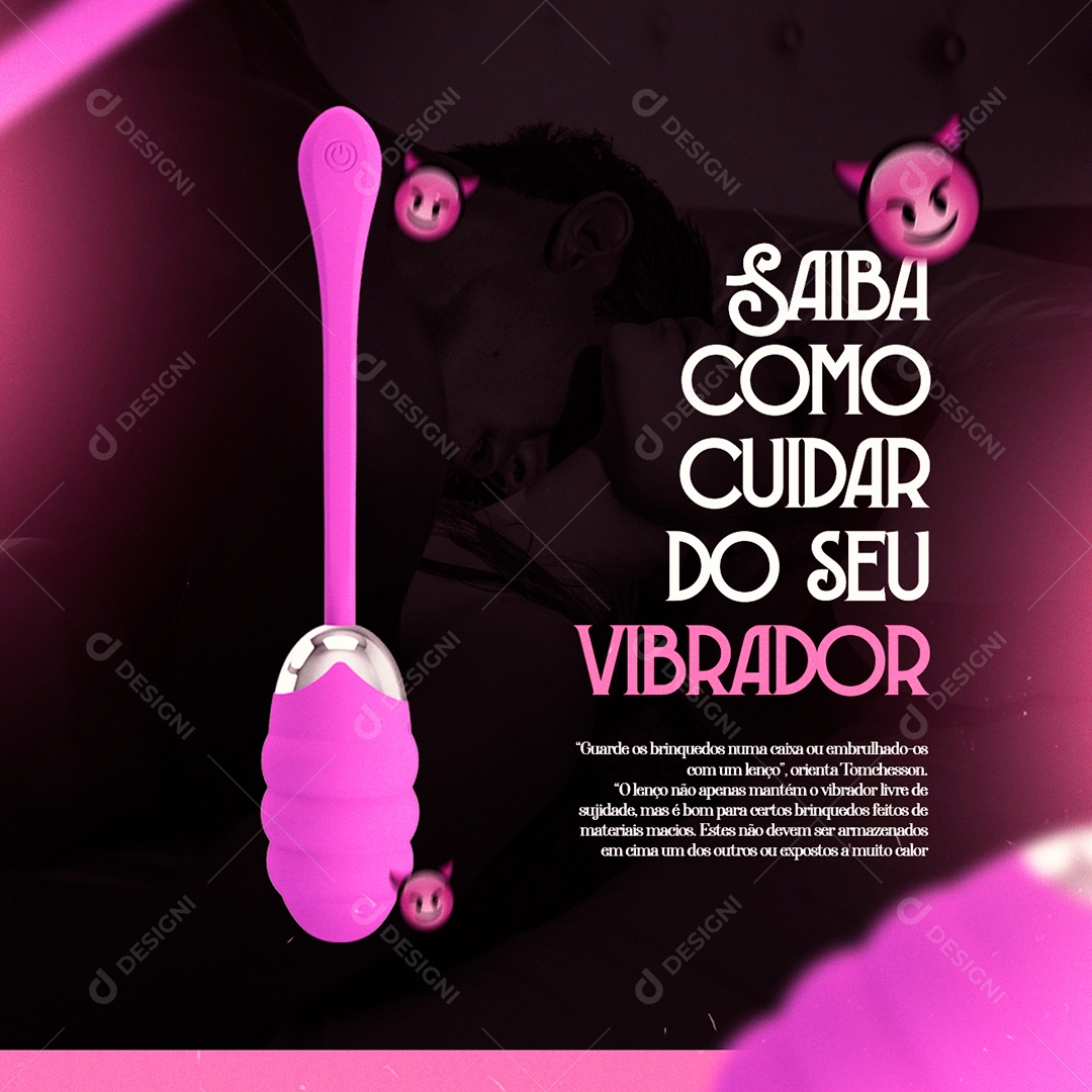 Saiba como cuidar do seu Vibrador Sex Shop Social Media PSD Editável