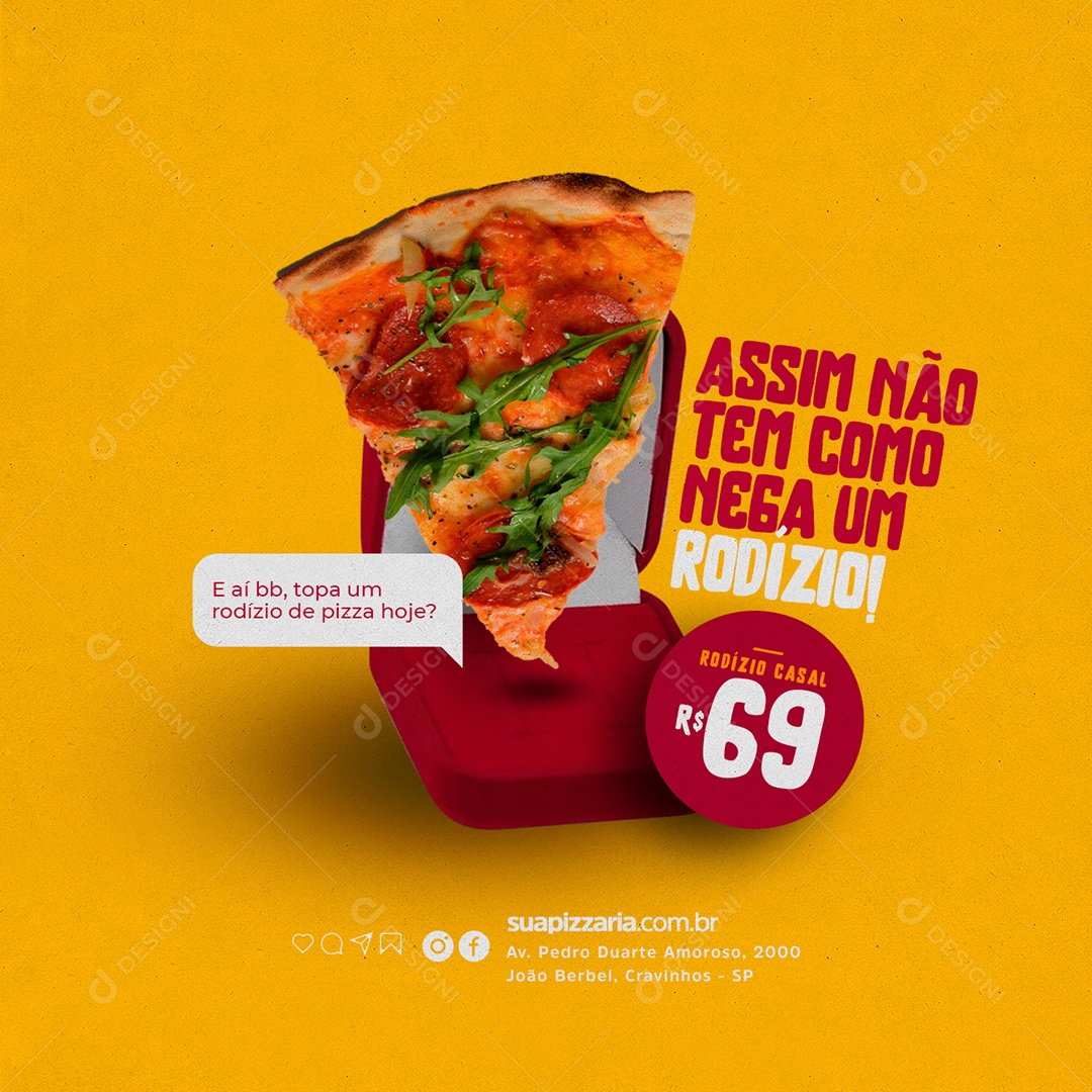 Assim não tem como nega um Rodízio Pizzaria Social Media PSD Editável