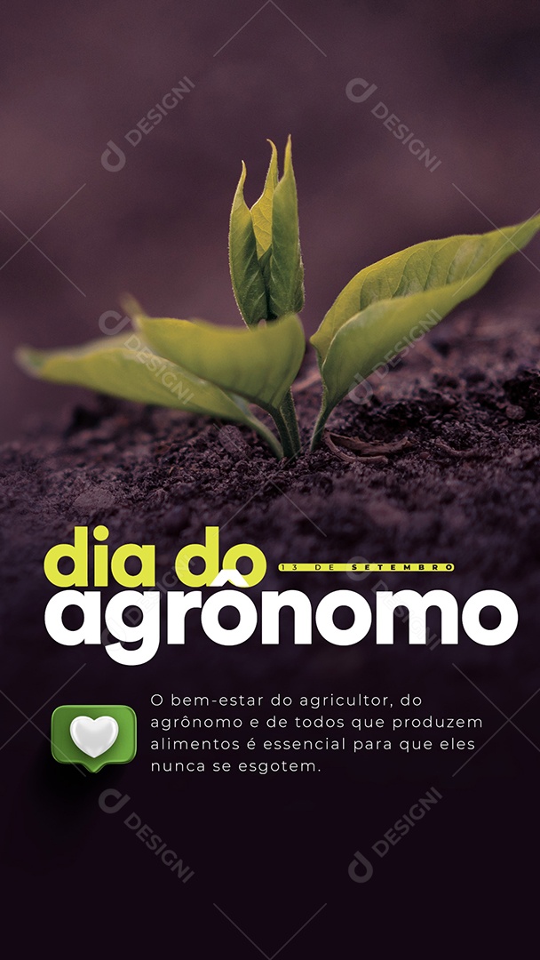 Story O bem estar do agricultor 13 de Setembro Dia do Agrônomo Social Media PSD Editável