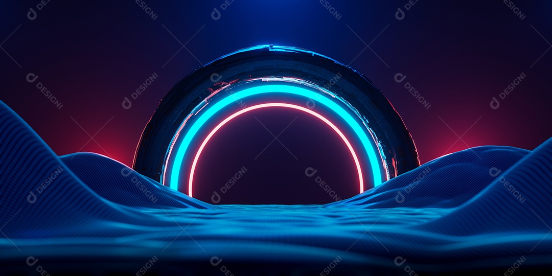 Renderização 3D Fundo escuro neon