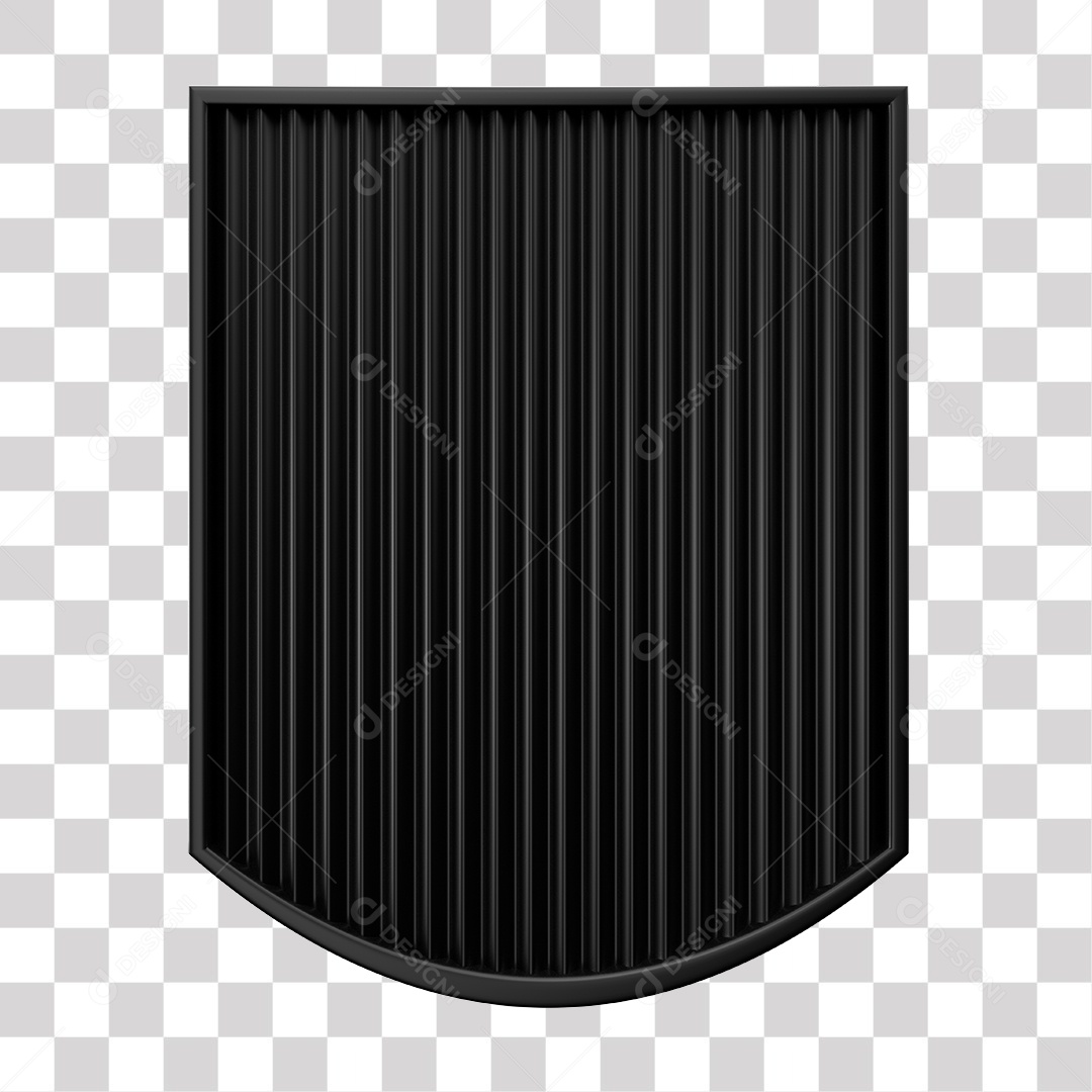 Placa 3D Elemento Preto para Composição PNG Transparente