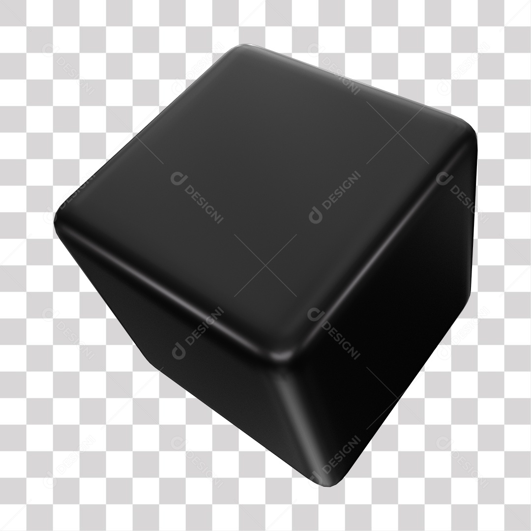 Elemento 3D Quadrado Preto para Composição PNG Transparente