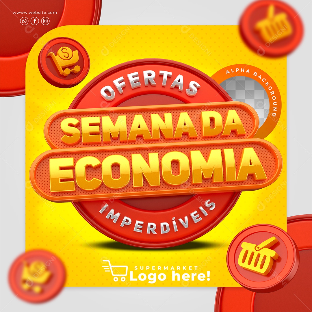 Semana da Economia Ofertas Imperdíveis Vermelho Selo 3D para Composição PSD