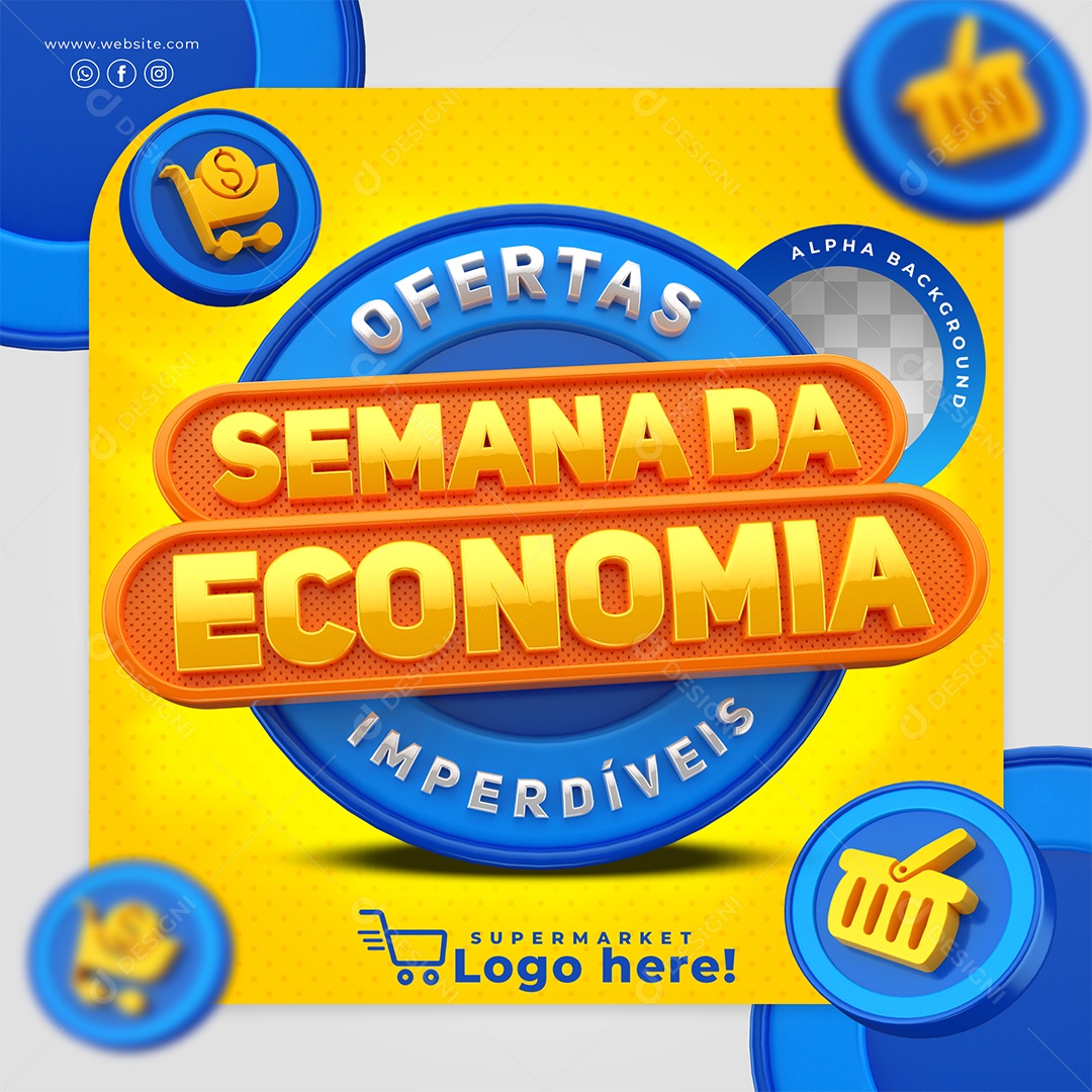 Semana da Economia Ofertas Imperdíveis Azul Selo 3D para Composição PSD