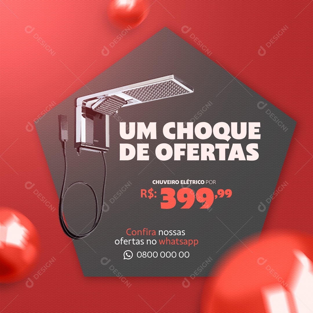 Post Materiais De Construção Ofertas em Chuveiro Social Media PSD Editável