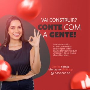 Social Media Loja De Materiais De Construção Vai Construir? Conte com a Gente Social Media PSD Editável