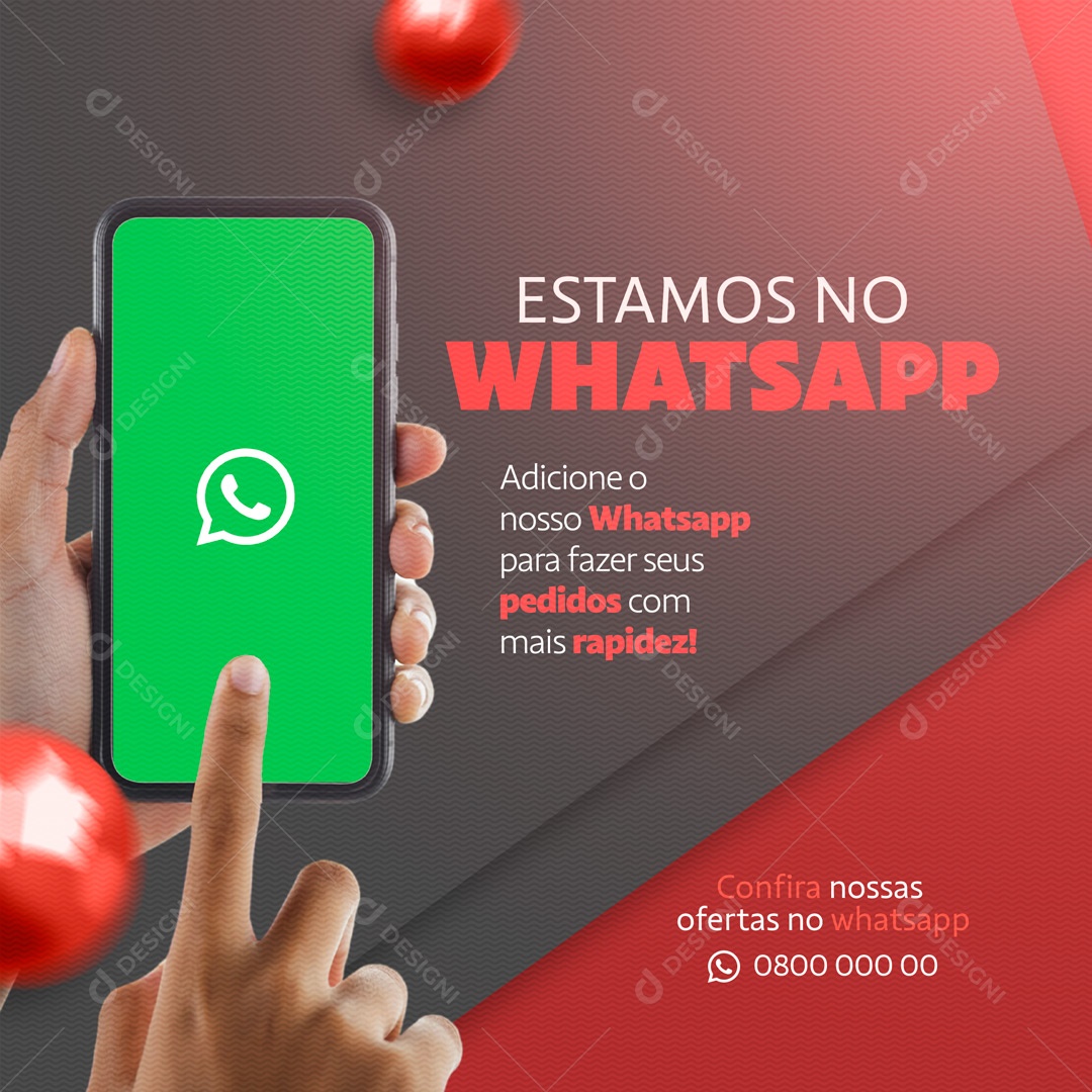 Social Media Materiais de Construção Estamos no Whatsapp PSD Editável