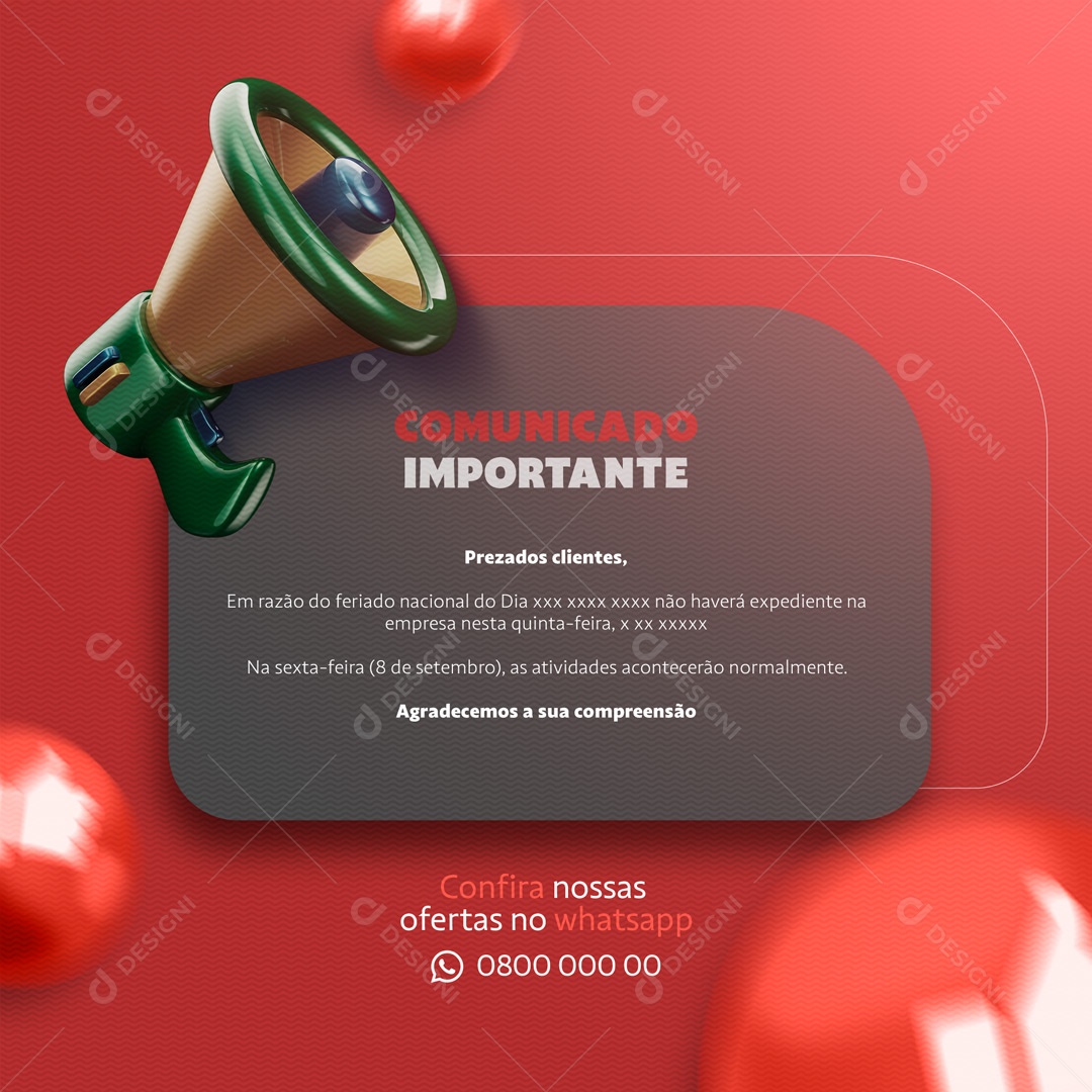 Social Media Materiais de Construção Comunicado Aviso PSD Editável