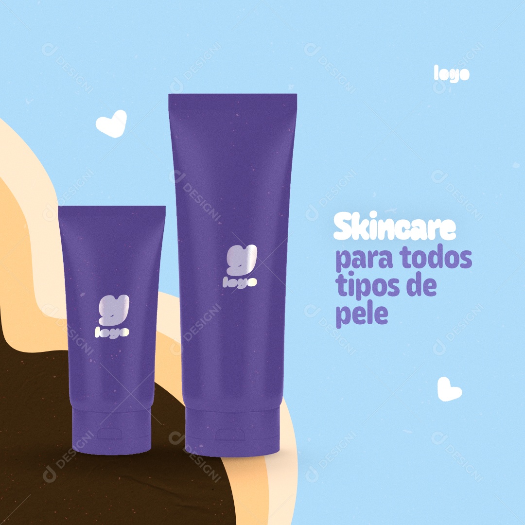 Post Cosméticos SkinCare Para Todos Tipos de Pele Social Media PSD Editável