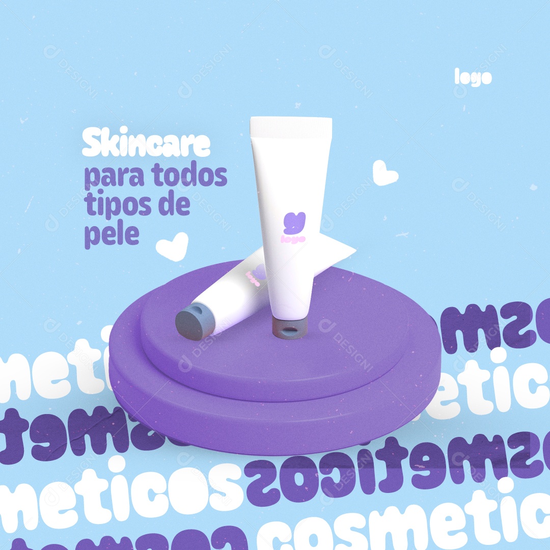 Social Media Cosméticos SkinCare Para Todos Tipos de Pele PSD Editável