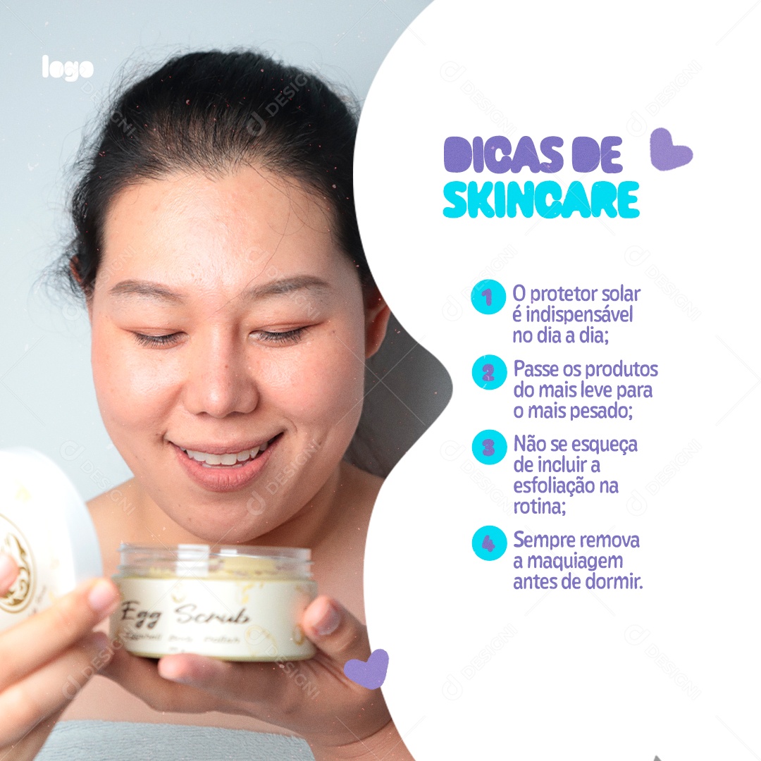 Social Media Cosméticos Dicas de SkinCare PSD Editável