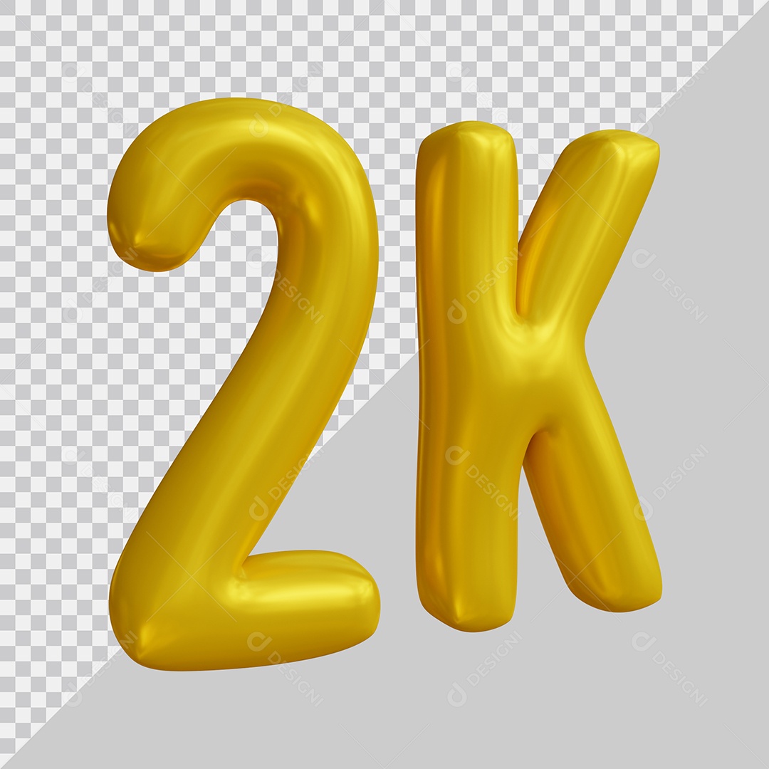 Elemento 3D 2K De Seguidores Dourado Para Composição PSD