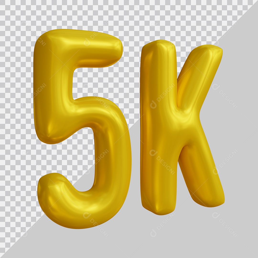 Elemento 3D 5K De Seguidores Dourado Para Composição PSD