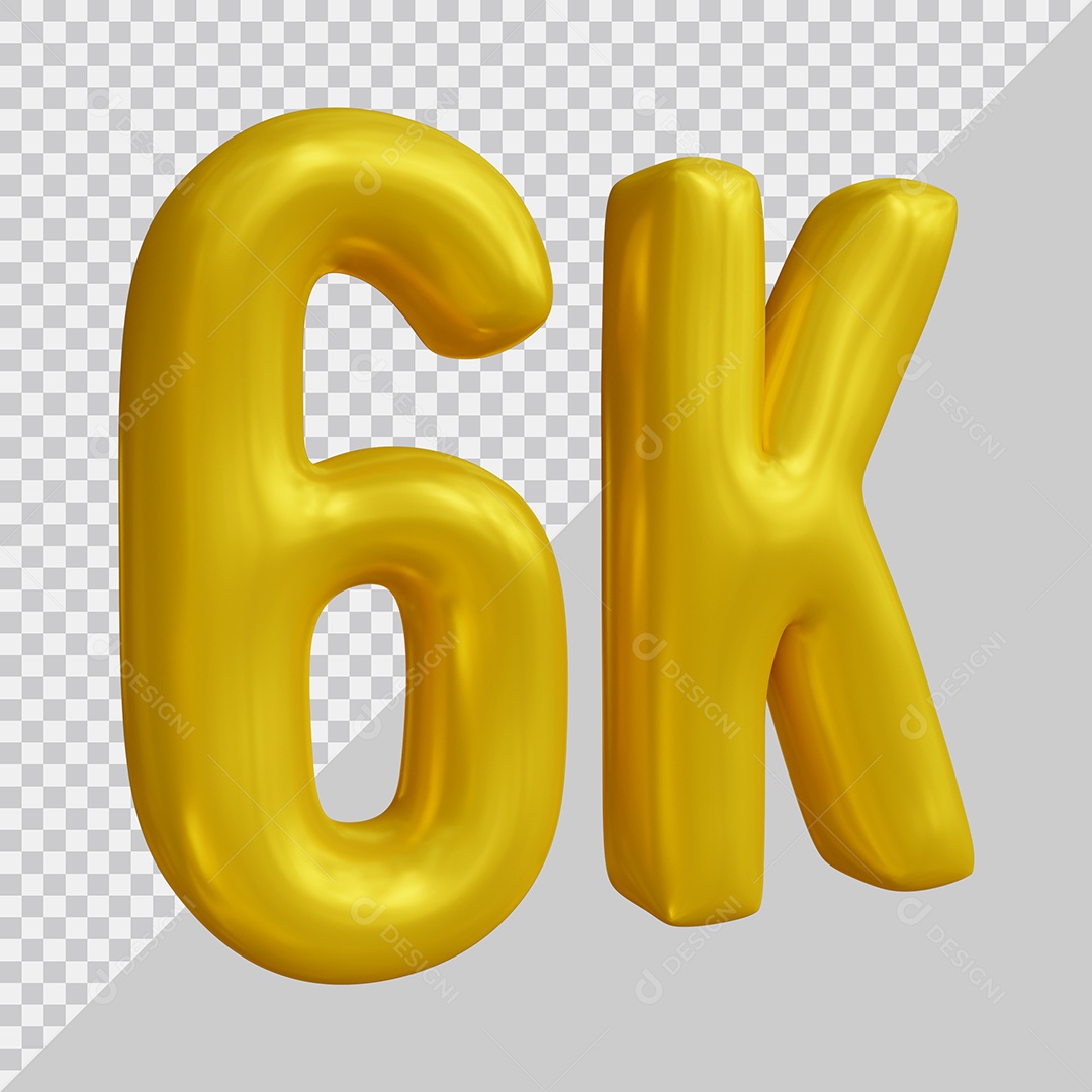 Elemento 3D 6K De Seguidores Dourado Para Composição PSD