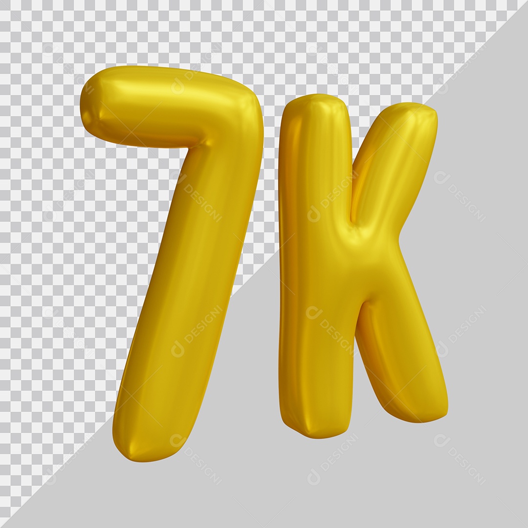 Elemento 3D 7K De Seguidores Dourado Para Composição PSD