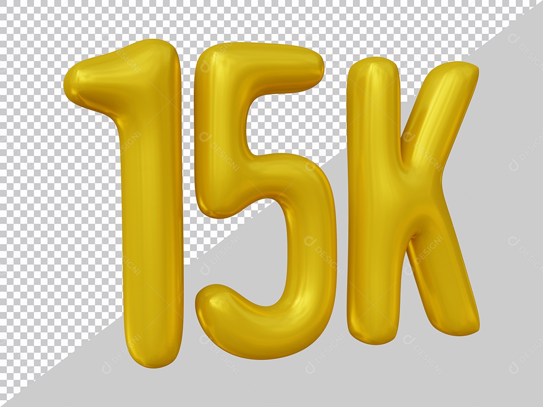 Elemento 3D 15K De Seguidores Dourado Para Composição PSD