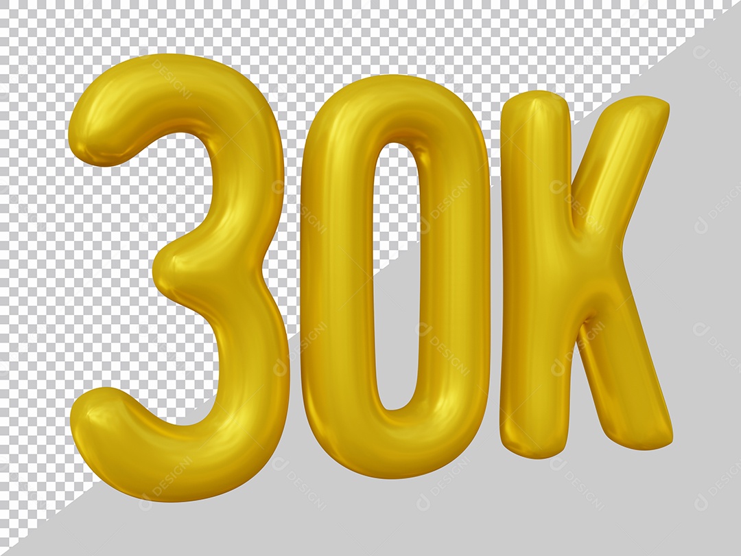 Elemento 3D 30K De Seguidores Dourado Para Composição PSD