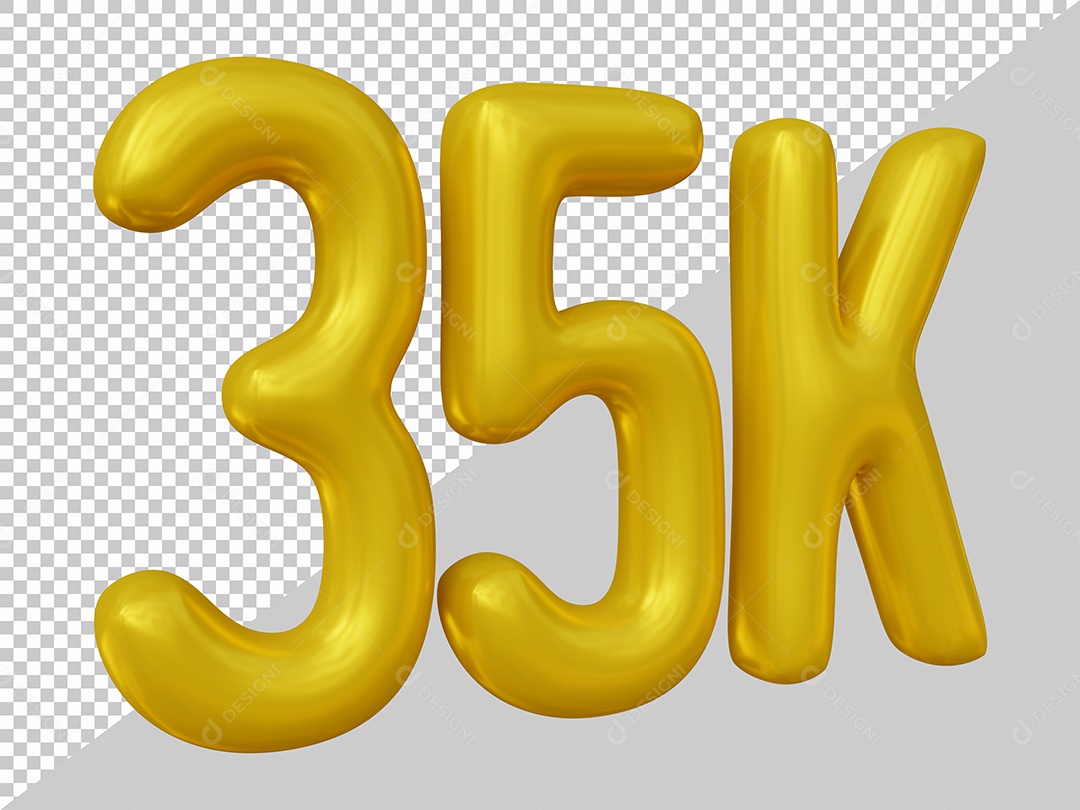 Elemento 3D 35K De Seguidores Dourado Para Composição PSD