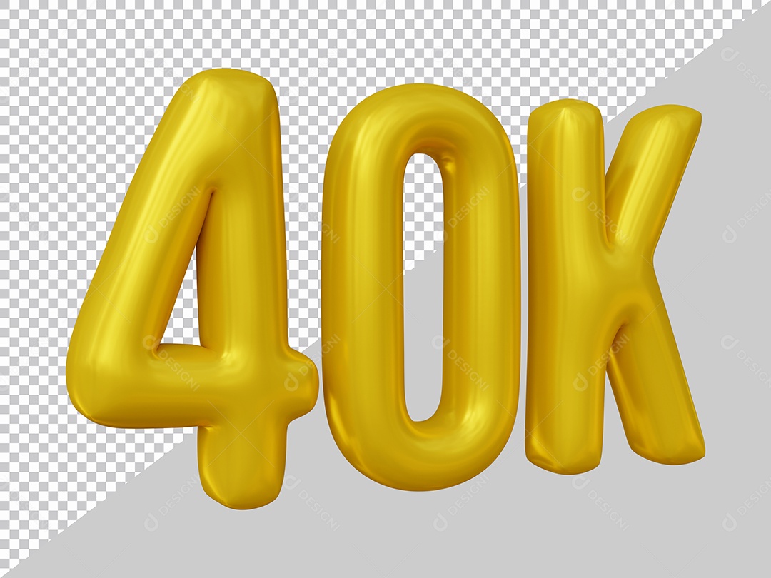 Elemento 3D 40K De Seguidores Dourado Para Composição PSD