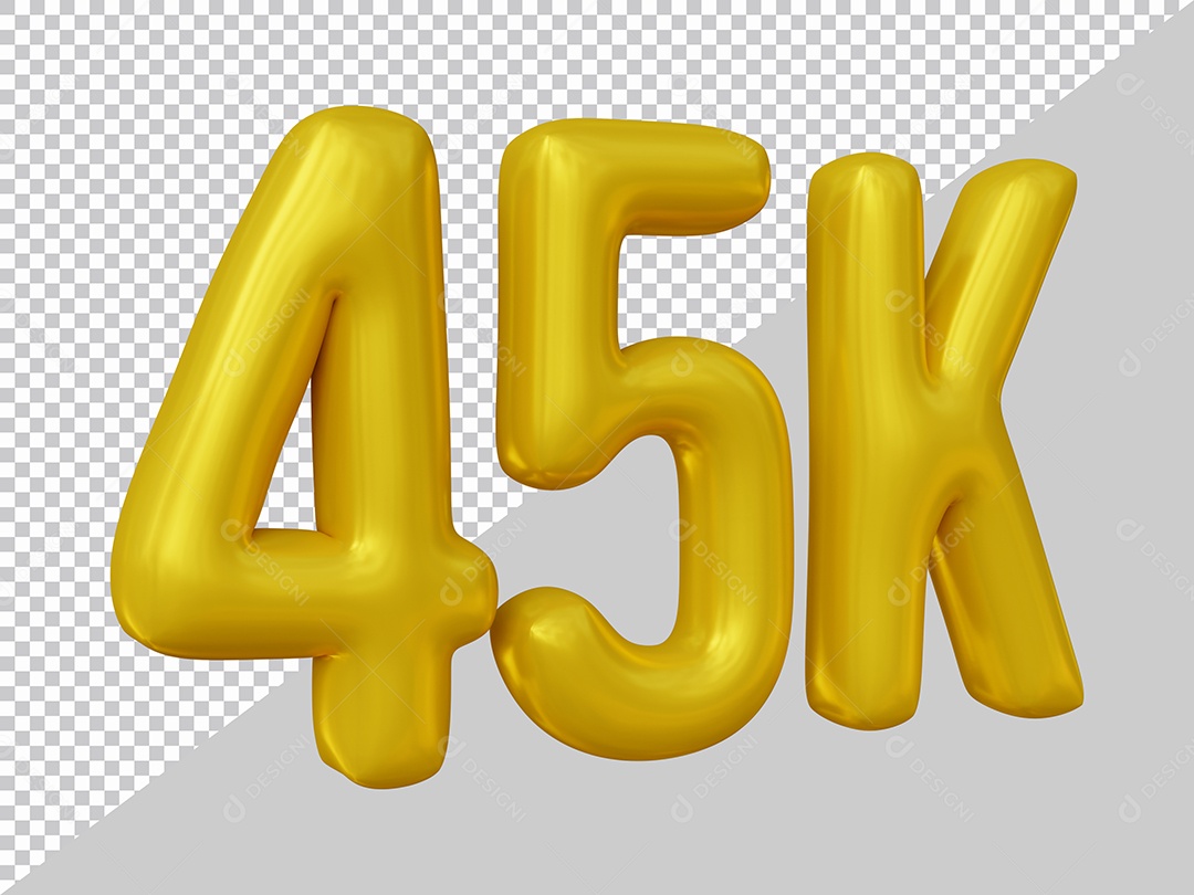 Elemento 3D 45K De Seguidores Dourado Para Composição PSD