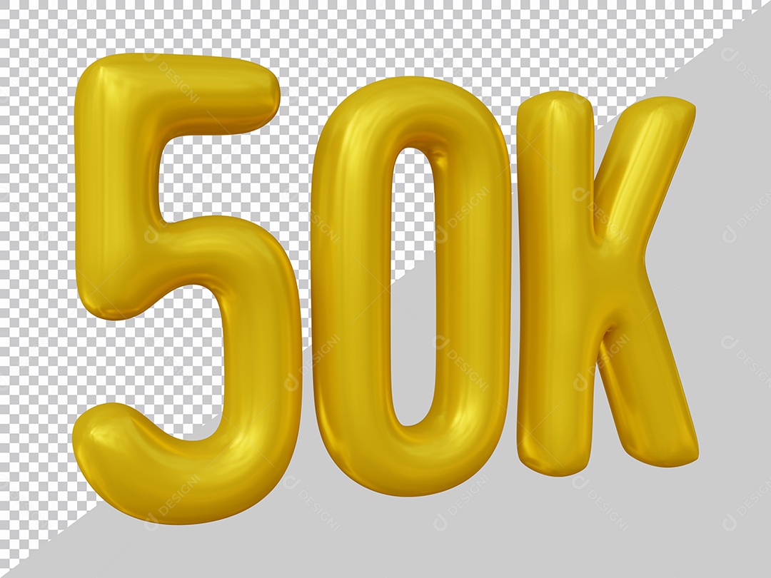 Elemento 3D 50K De Seguidores Dourado Para Composição PSD
