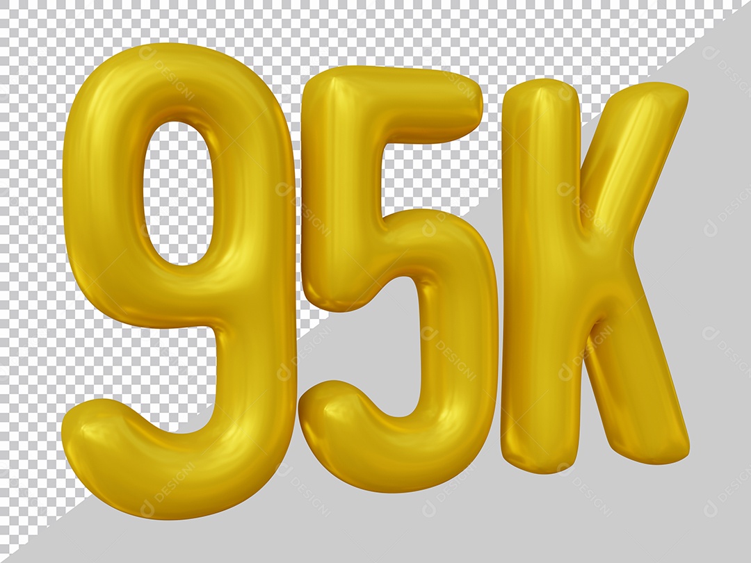 Elemento 3D 95K De Seguidores Dourado Para Composição PSD