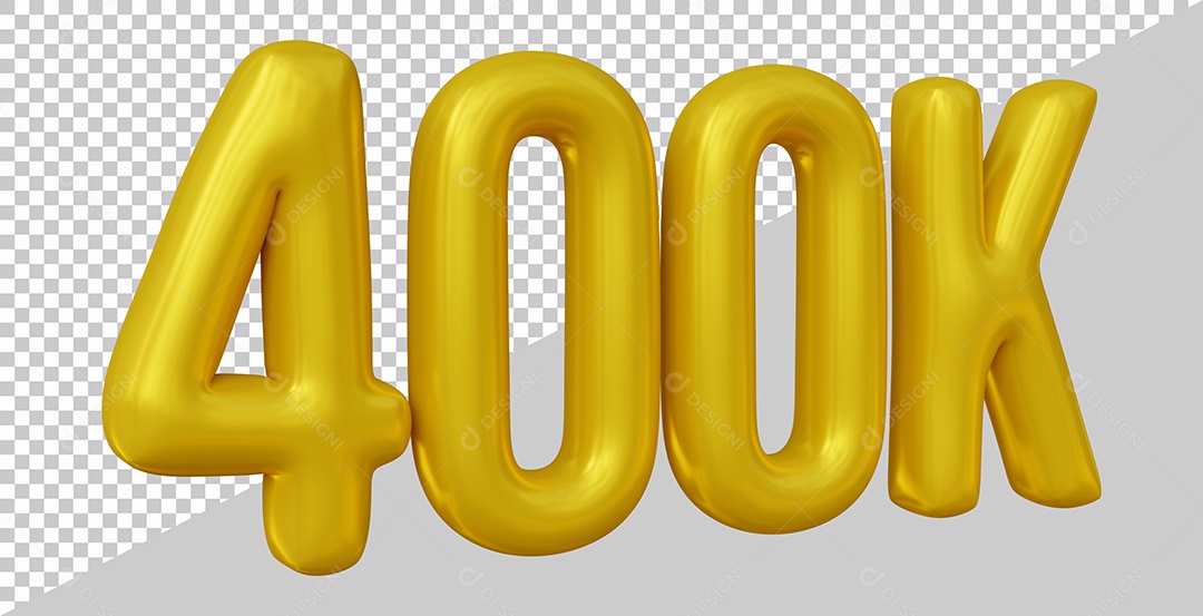 Elemento 3D 400K De Seguidores Dourado Para Composição PSD