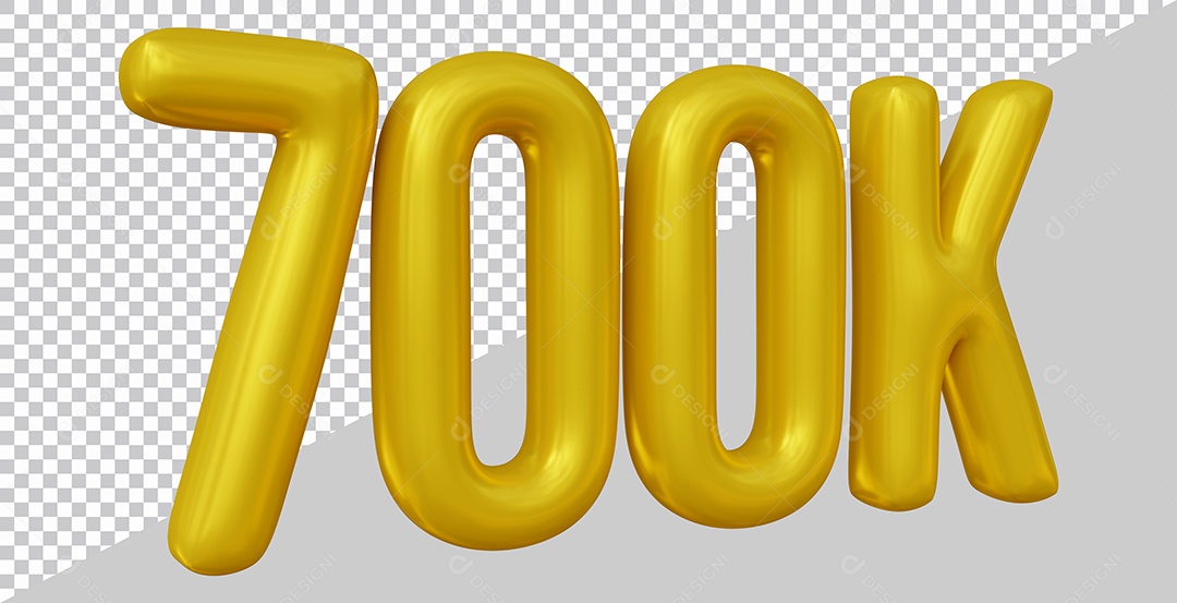 Elemento 3D 700K De Seguidores Dourado Para Composição PSD