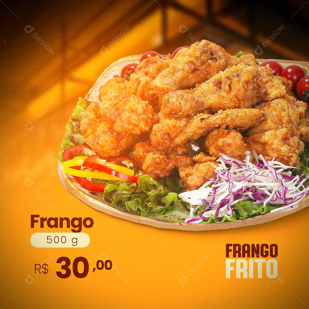 Social Media Restaurante Porção de Frango Frito PSD Editável