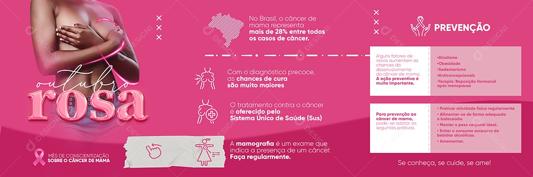 Mês de Conscientização sobre o Câncer de Mama Carrossel Outubro Rosa Social Media PSD Editável