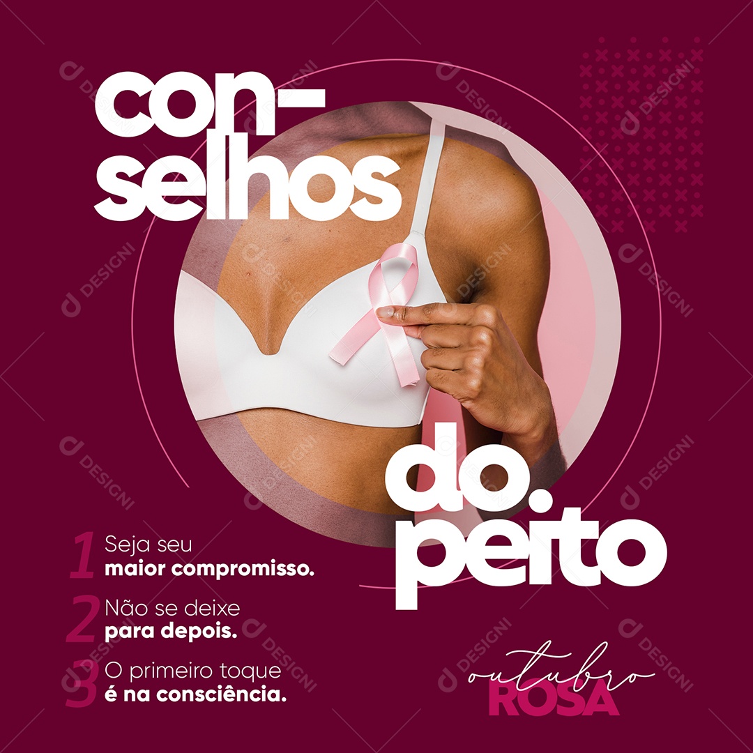 Seja seu maior compromisso Outubro Rosa Social Media PSD Editável
