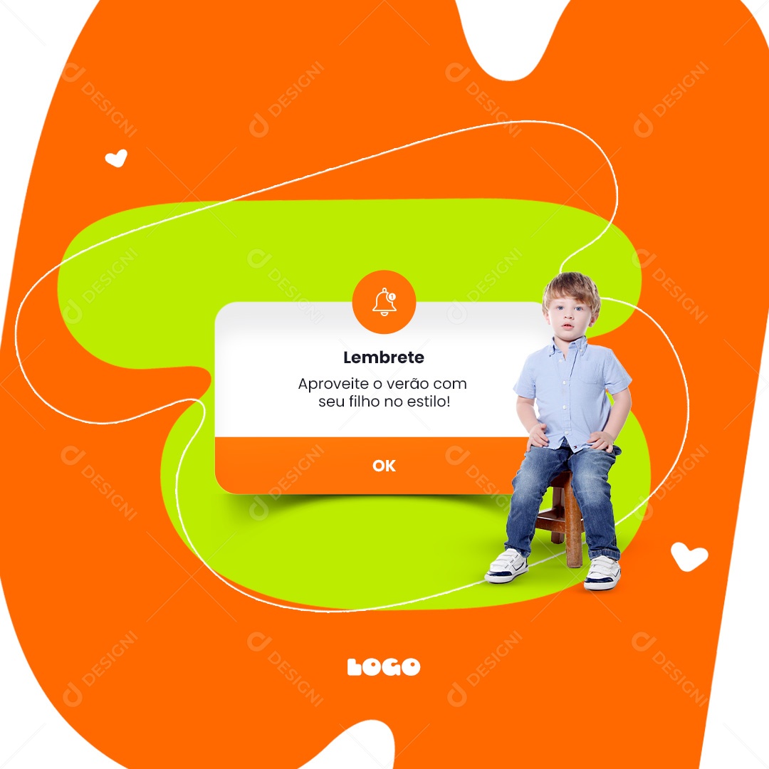 Social Media Lembrete Moda Infantil PSD Editável