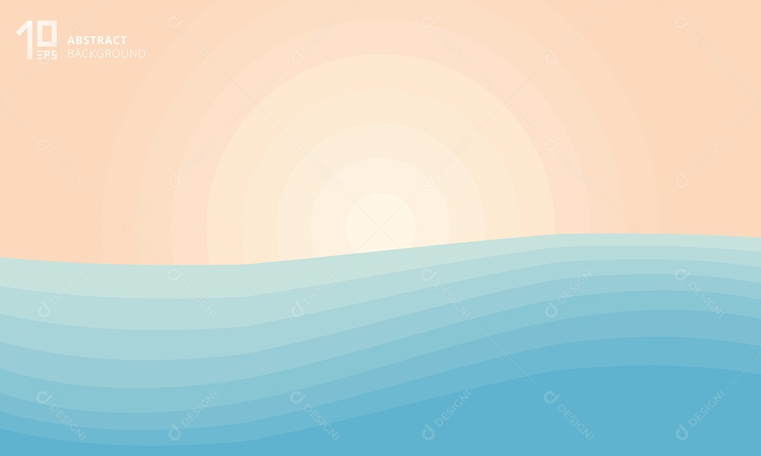 Padrão abstrato de onda e círculos. Onda e areia do mar azul.