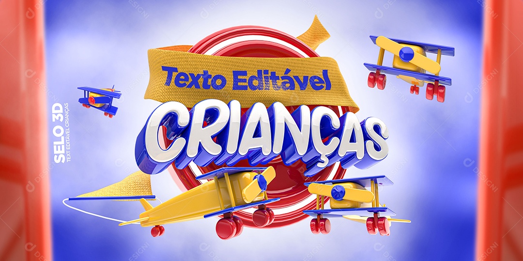 Selo 3D Crianças para Composição PSD