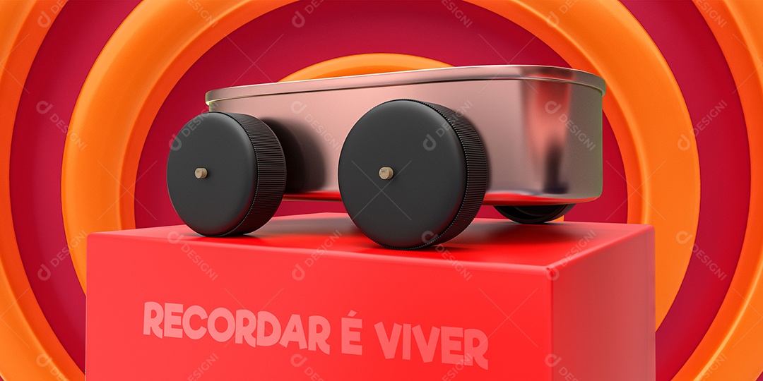 Carrinho de Lata do Dia Das Crianças Ilustração 3D para Composição PSD