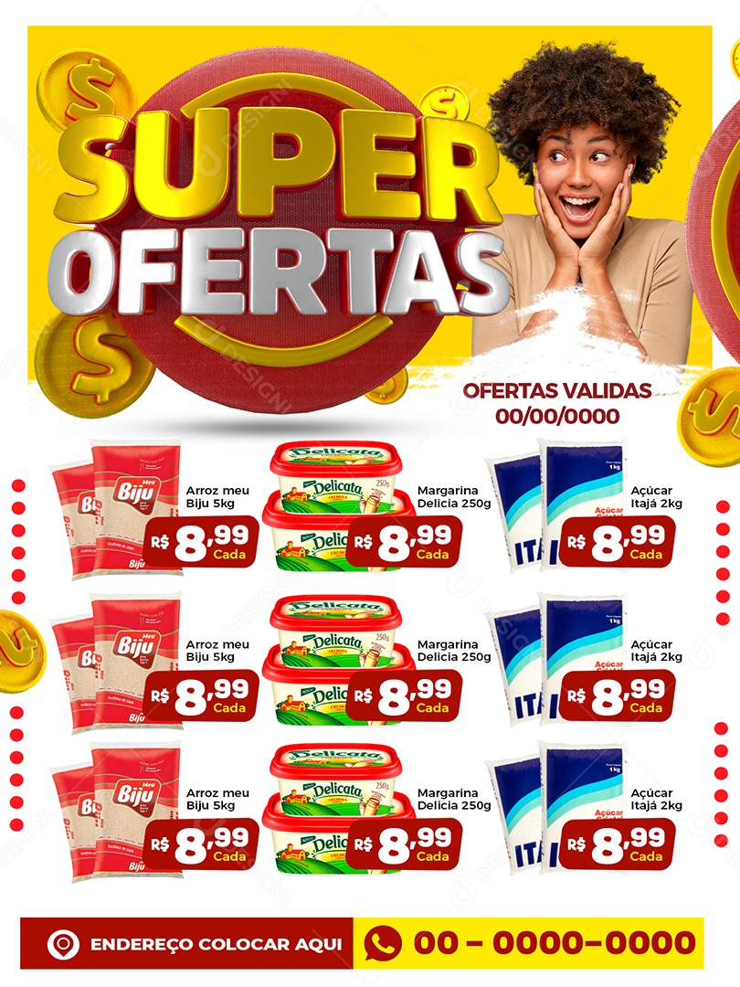 Social Media Encarte Super Ofertas Supermercado PSD Editável