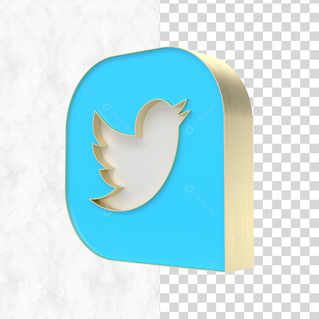 Elemento 3D Twitter Para Composição PSD